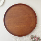 穆尼生活 ins风圆形木质托盘甜品水果盘茶盘日式餐盘咖啡蛋糕盘