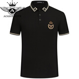 奥圣特（AOSHENGTE）高端polo衫男夏季潮流商务休闲男士翻领短袖小蜜蜂刺绣保罗体恤衫 X2020黑色 3XL 185（170-190斤）