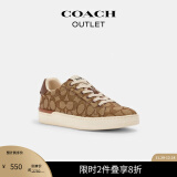 蔻驰（COACH）奥莱女士经典老花CLIP低帮平底休闲鞋运动鞋卡其色百搭 卡其色/马鞍色 38