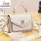 袋鼠（KANGAROO）质感包包女2024新款百搭单肩包轻奢时尚小方包潮流洋气斜挎包 压花-奶茶