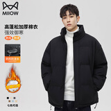 猫人（MiiOW）棉服男外套男士冬季加厚保暖潮流百搭棉衣面包服棉袄男 黑色 L 