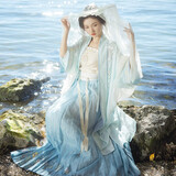 重回汉唐青女改良吊带直领对襟长衫一片式褶裙宋制汉服女装春 青磁色一片式褶裙/现货 S