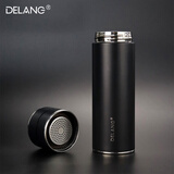 德琅（DELANG）品牌保温杯茶水分离泡茶杯商务不锈钢水杯车载男女弹跳杯办公水杯 DL8201-420ml茶水分离保温杯黑