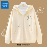 真维斯（JEANSWEST）外套女连帽开衫卫衣女装春秋冬季新款宽松休闲潮流韩版学生上衣服 薄款 米色 眨眼熊_K XL