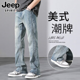 JEEP SPIRIT牛仔裤男春秋新款休闲百搭裤子男宽松直筒男士高街长裤 9901怀旧蓝 M