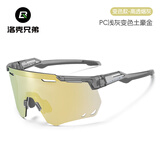洛克兄弟（ROCKBROS） 骑行眼镜变色偏光带近视男女款运动户外防风沙自行车眼镜 变色款-高亮烟灰-日夜可用