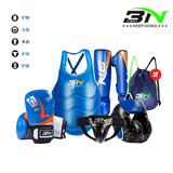 BN FIGHT搏击护具套装儿童散打拳击护具加厚训练防护护具 S码五件套 蓝色