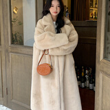 Radinka2025秋冬新款美拉德长款宽松加厚仿水貂毛领仿皮草外套大衣女MYQ 西装领大衣 杏色 加厚 M 101-120斤