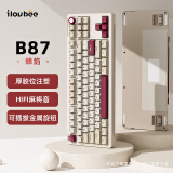 ILOVBEE B87胶坨坨麻将音金属旋钮机械键盘2.4G无线蓝牙有线三模游戏办公客制化侧刻87键RGB热插拔gasket 蜂焰(剑兰轴)RGB三模-自带麻将音【45%推荐】