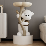 辰鱼创意暴力熊落地摆件客厅电视柜沙发旁茶几家居装饰品乔迁搬家礼物 【带增高台】捧花熊洛洛茶几棕色