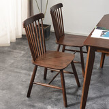 爱必居实木餐椅北欧椅现代简约靠背椅木椅子温莎椅胡桃色