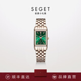 世爵（SEGET）瑞士品牌正装女表正装手表女时尚百搭女士腕表送女友情人节礼物 91887LT-小绿表金壳钢带