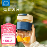 乐扣乐扣（LOCK&LOCK）男女杯子便携咖啡杯高颜值耐热泡茶杯玻璃杯硅胶防烫杯套苏打杯 蓝色（直饮口）