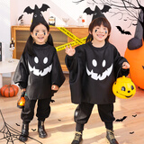 企米万圣节服装儿童女巫披风斗篷女孩男孩万圣节衣服 学校cosplay表演 黑蝙蝠女巫披风+帽子