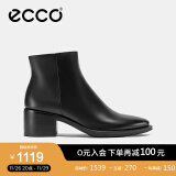 爱步（ECCO）靴子女 冬季粗跟牛皮女靴时尚通勤保暖短靴 型塑212303 黑色21230301001 35