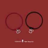 薇拉蒂925银生肖头绳女生发绳情侣学生小皮筋送男朋友发圈头饰生日礼物 生肖兔（情侣）【换生肖请备注】