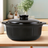 UMIZILI砂锅耐高温干烧不裂家用燃气大容量炖锅炖汤煲汤陶瓷沙锅商用石锅 黑色炖锅 1100ml