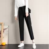霏斯诗町西装裤女黑色哈伦裤子小个子小脚西裤新款秋季薄款直筒烟管裤 黑色九分 S【建议75-90斤】