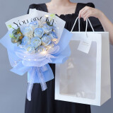 花时间碎冰蓝玫瑰花干花束永生花送女朋友闺蜜表白生日送520情人节礼物 11朵碎冰蓝玫瑰+尤加利