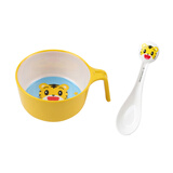 五和（WUHE）辅食碗儿童餐具宝宝吃饭碗卡通带手柄婴幼儿碗耐树脂食品级防烫 巧虎400ml+大头勺