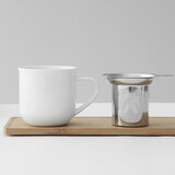 VIVA scandinavia马克杯情侣陶瓷杯带茶漏带盖带手柄茶水分离茶杯咖啡杯 350ml 白色 带盖带茶漏1只【V81402 】
