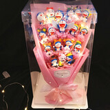 三个点哆啦A梦公仔多啦a梦叮当猫机器猫毛绒玩具玩偶花束女生情人节礼物 18只哆啦A梦粉色许愿灯礼盒