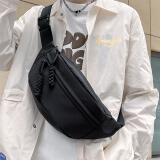 斐月伽男士斜挎包大容量休闲包包夏天运动随身腰包大学生多功能小挎包 黑色