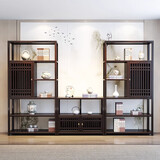 亦心亦意博古架新中式实木古董架多层展示柜客厅摆件茶叶架多宝阁酒柜书架 尚品三组合285*35*196