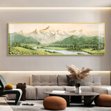 瑞尚（RUISHANG） 新中式客厅装饰画大气山水画横版沙发背景墙画挂画轻奢晶瓷壁画 背靠金山C 180*60/铝合金边框+晶瓷面