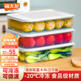 禧天龙冰箱保鲜盒食品级冰箱收纳盒塑料密封盒蔬菜水果冷冻盒 4.5L 3个