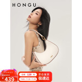 红谷（HONGU）包包牛皮单肩腋下包气质小众设计斜挎月牙女包 H5145594米白 【生日礼物实用走心送女友送老婆送爱人送妈妈】