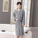 暖优大码浴巾可穿220斤加大人浴衣裙女男士睡袍吸水速干浴袍秋冬薄款 灰色长袖秀雅浴巾【100-230斤男】