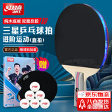 红双喜 三星直拍（京仓速发+6球+拍套）乒乓球拍H3006直拍单拍