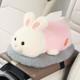 艾布与棉花车载纸巾盒扶手箱抽纸盒创意汽车竹炭包摆件高级感公仔车内装饰品 小兔-炭包抽纸二合一