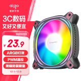 爱国者（aigo） 极光Z12黑色 反向 ARGB 5v3针主板同步 电脑机箱风扇  PWM温控 （12CM/降噪防震脚垫）