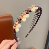 BARY REEF儿童咖色发箍女童带齿防滑女孩2024新款头窟发卡头饰宝宝头箍女款 深咖兔耳