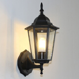 七源欧式壁灯 LED复古防水户外墙壁灯六角灯 客厅卧室阳台过道楼道床头灯具 黑  色-小号 不带光源--(自配E27螺口灯泡)