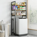 木樽洗衣机置物架滚筒翻盖波轮阳台浴室储物架卫生间马桶上方收纳架子 翻盖洗衣机架 三层黑色