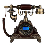 金顺迪K25 欧式仿古电话机家用复古办公座机老式创意转盘时尚电话无线插卡 红木色免提(接电话线)