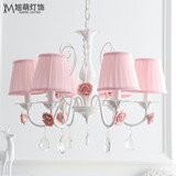 旭萌温馨田园卧室吊灯儿童公主房欧式风格清新花草吊灯小清新女孩餐厅 粉色6头+7瓦LED 三色变光