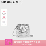 CHARLES&KEITH迷你菱格流浪包单肩斜挎双肩包包女包生日礼物CK2-60782390 Silver银色 S