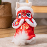 阿莫尔猫咪衣服保暖小猫猫衣服狗狗衣服过年冬天德文布偶猫蛇年宠物服装 福字醒狮唐装(连帽两脚衣) 2XL (具体参考身长和胸围)