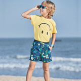 盖浪 弹力速干儿童泳衣男童沙滩裤宽松带内衬平角泳裤度假中大童女温泉裤 H811绿色花 5A(100-110)