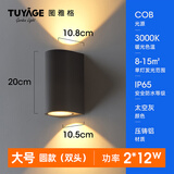 图雅格（TUYAGE）led户外壁灯洗墙灯射灯防水室外别墅庭院阳台酒店柱灯楼梯 太空灰-圆形双头24W（大号）