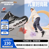 Skechers斯凯奇儿童绒绒靴男女童冬季防滑儿童加绒运动鞋中帮棉靴302527L 女童-黑色-白色-粉红色-BKWP 37码