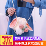 帝行（DIXING）草莓兔子手工编织包女自制毛线钩针diy材料包可爱手织水桶斜跨包 豆沙粉兔子材料包+教程