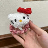 玖维娅可爱毛绒猫发夹甜美酒红少女心BB夹卡通百搭ins刘海夹新年发卡 JYFQ158格子肠圈猫咪