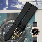 适用于天梭1853海浪系列T112原厂皮带 T112210A 原装真皮表带女 15MM 原厂黑色+玫瑰金色针扣 15mm