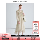 VEGA CHANG法式复古连衣裙女2024年新款夏季小众设计荷叶边印花海边度假裙子 印花（长款） M