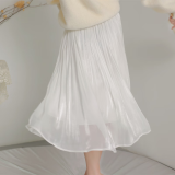 俏娘鱼【旗袍内衬】淑女范旗袍衬裙百褶裙2024年春夏气质优雅遮胯显瘦薄 乳白色（裙长78左右） 均码